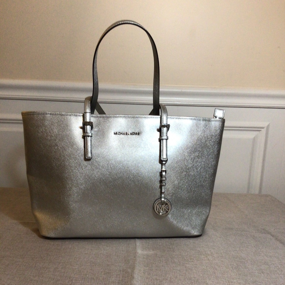 MICHAEL Michael Kors Jet Tote, Large, Silver